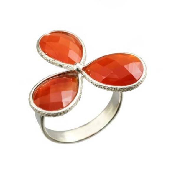 Limited Edition Artisan Carnelian Flower Ring - Picture 2 of 2